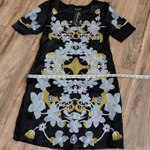 Rachael G. Black Floral Summer Dress with Short Sleeves, Sizes M and S - Picture 12 of 13